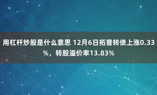 用杠杆炒股是什么意思 12月6日拓普转债上涨0.33%，转股溢价率13.83%