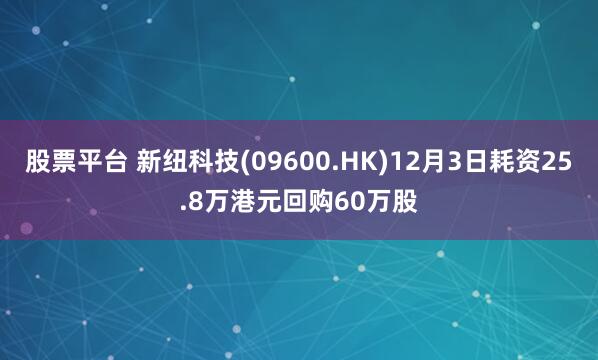 股票平台 新纽科技(09600.HK)12月3日耗资25.8万港元回购60万股