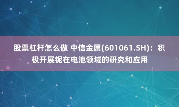 股票杠杆怎么做 中信金属(601061.SH)：积极开展铌在电池领域的研究和应用