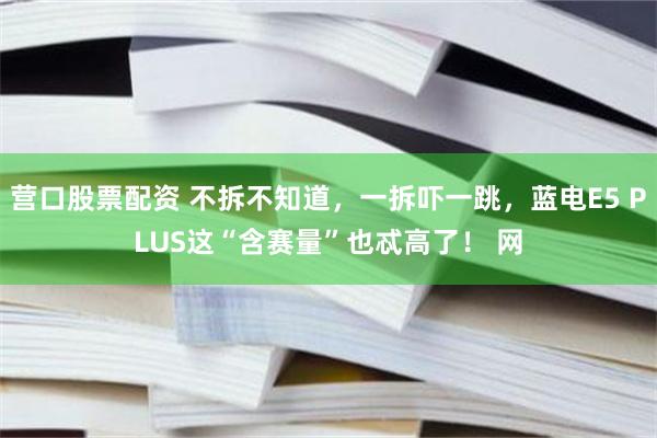 营口股票配资 不拆不知道，一拆吓一跳，蓝电E5 PLUS这“含赛量”也忒高了！ 网